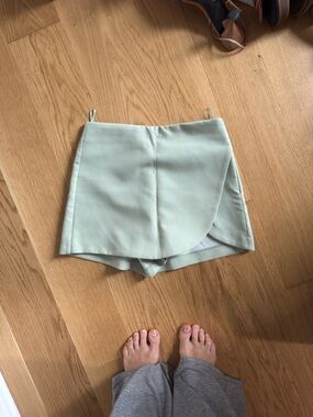 Zara Mint Green Skort with Overlap Front